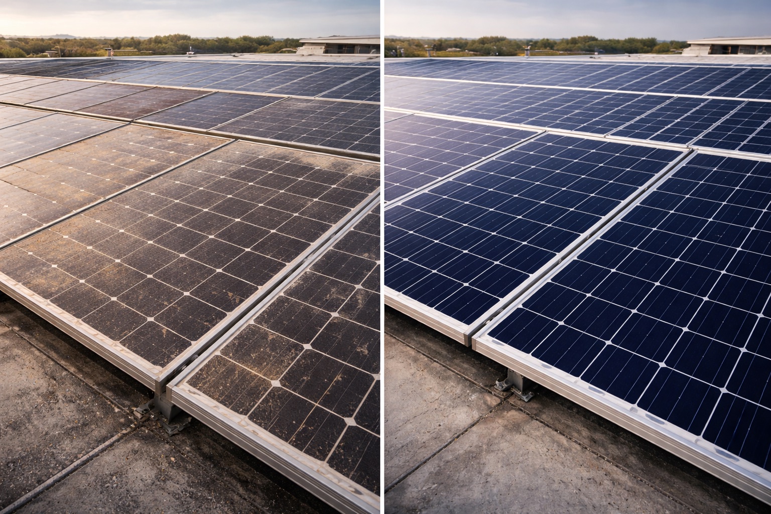 Confronto tra pannelli fotovoltaici vecchi degradati e nuovi ad alta efficienza