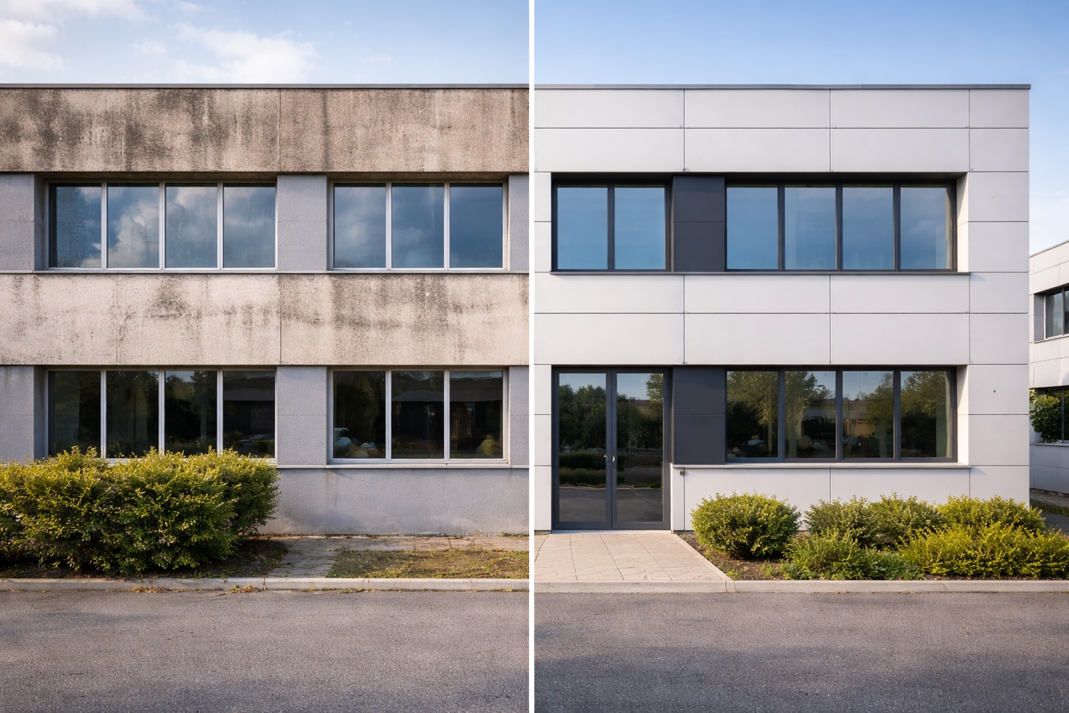 Confronto prima e dopo riqualificazione energetica di edificio commerciale